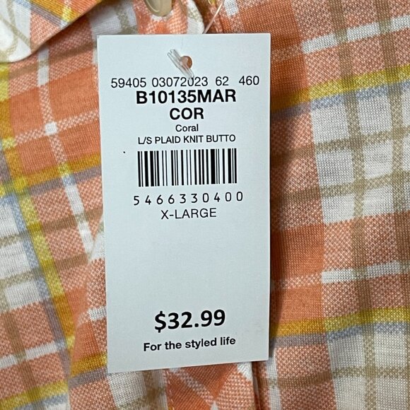 Women Colorful Plaid Lace Up Back Roll Tab Long Sleeve Button Up Shirt XL NWT - Picture 5 of 14